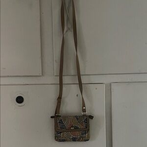 Tan Patterned Crossbody Bag - Unbranded